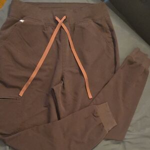 Figs Brown Jogger Scrub Pants with Brown Drawstring